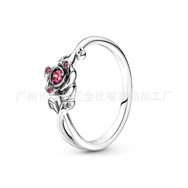Pandora S925 Rose Gold Ring with Pink Diamond Heart.