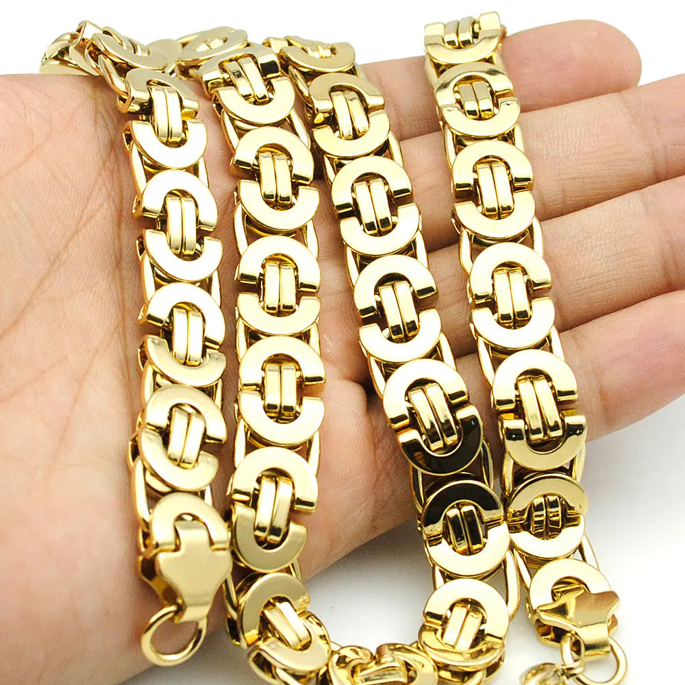 Męski zestaw naszyjników bizantyjskich ze stali tytanowej