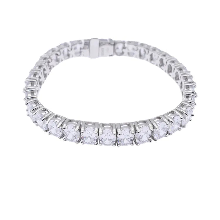 Srebrna bransoletka tenisowa z cyrkoniami w kształcie jajka ze srebra próby 925