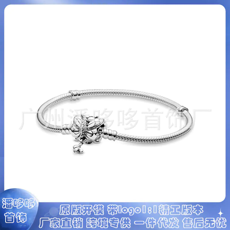 Bransoletka Pandora 925 Silver Rose Gold z serduszkiem – DIY charm bracelet.