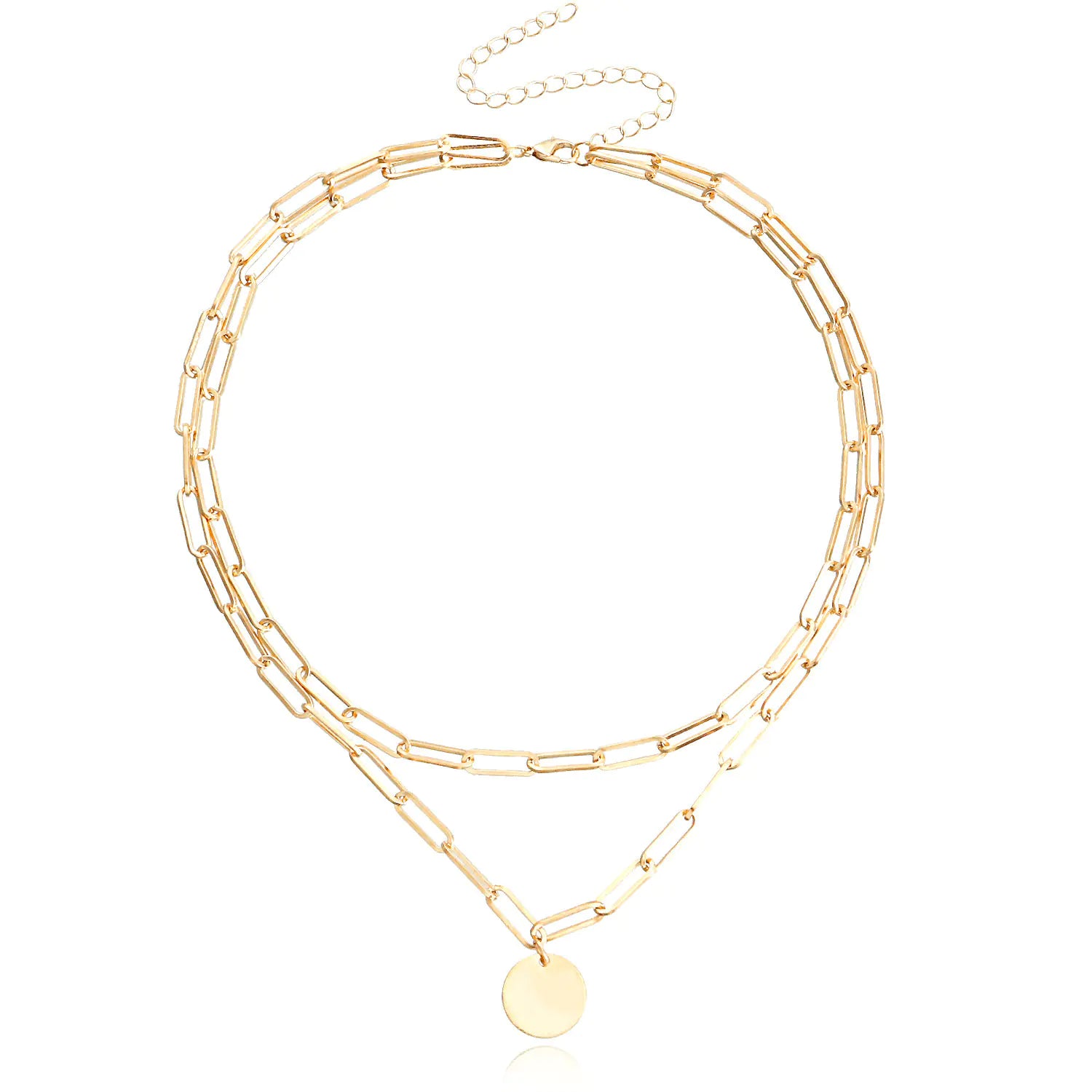 Naszyjnik warstwowy w stylu vintage z okrągłą zawieszką dla kobiet