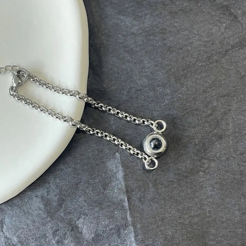 Personalizowana bransoletka dla par z tytanowej stali z projekcją zdjęcia