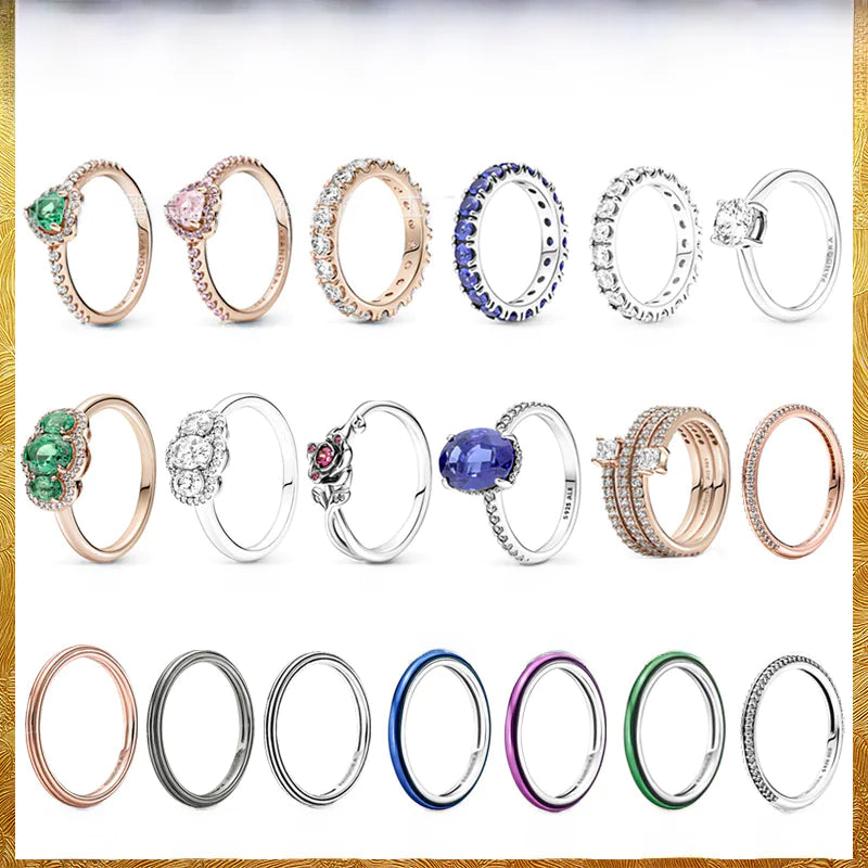 Pandora S925 Rose Gold Ring with Pink Diamond Heart.