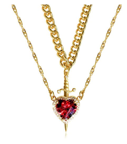 Sorella™ Heart &amp; Sword Layered Necklace.