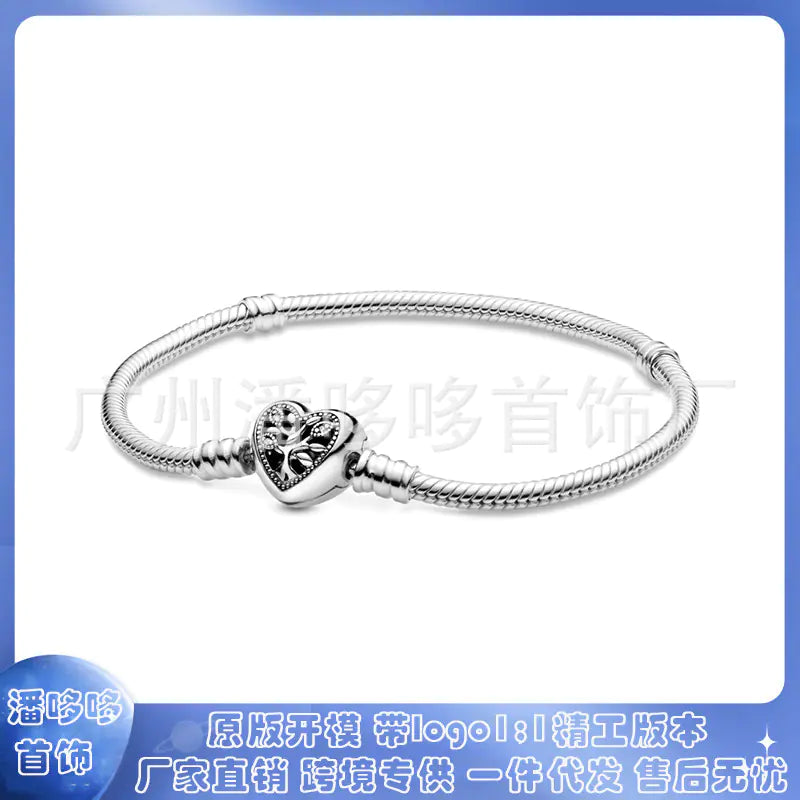 Bransoletka Pandora 925 Silver Rose Gold z serduszkiem – DIY charm bracelet.