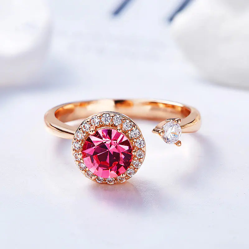 Swarovski Crystal open ring for women - unique design.