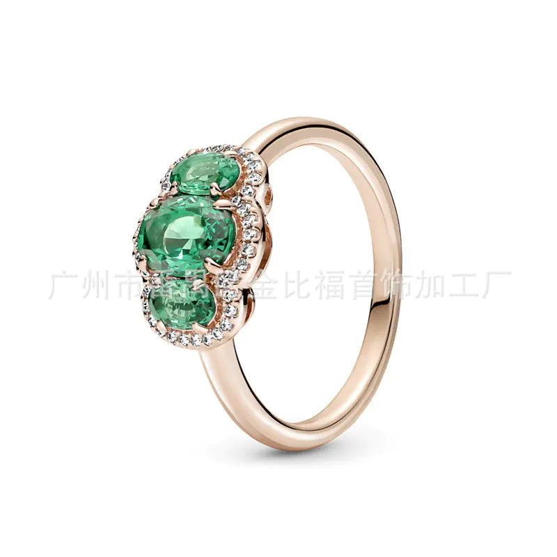 Pandora S925 Rose Gold Ring with Pink Diamond Heart.