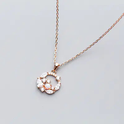 S925 silver necklace with opal floral motif (ring design).