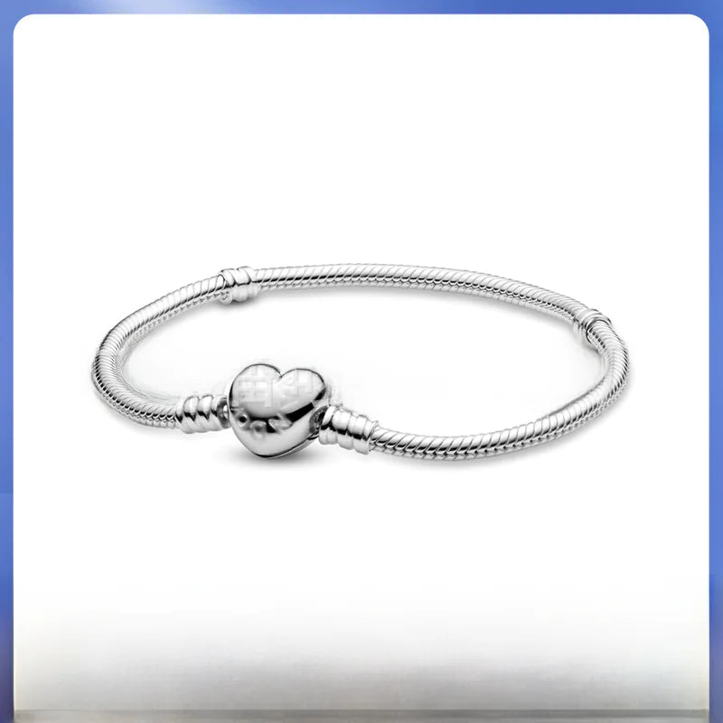 Bransoletka Pandora 925 Silver Rose Gold z serduszkiem – DIY charm bracelet.