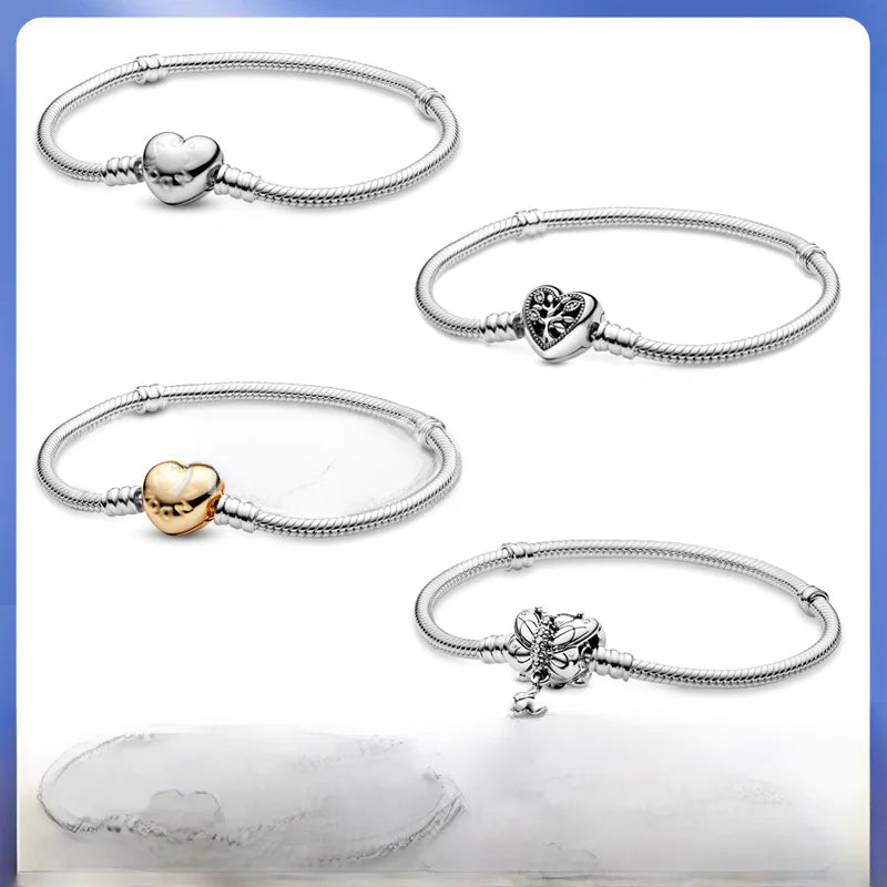 Bransoletka Pandora 925 Silver Rose Gold z serduszkiem – DIY charm bracelet.