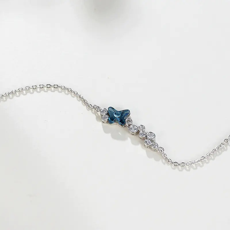 Srebrna bransoletka S925 z kryształem Swarovski Butterfly.