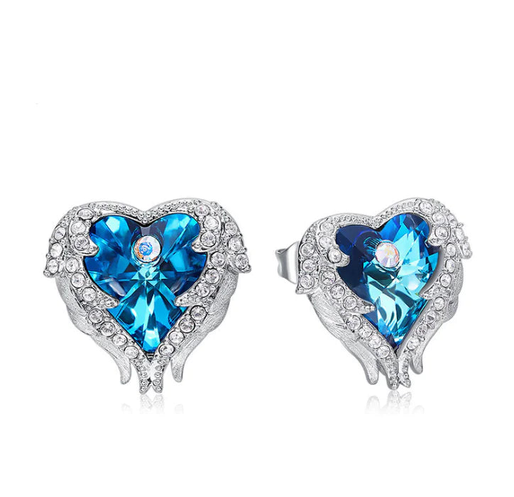 Kolczyki Angel Wings z kryształami Swarovski (Ocean Heart).