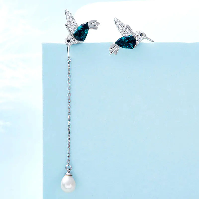 Srebrne kolczyki Feather 925 z kryształem Swarovski.