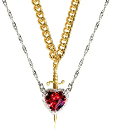 Sorella™ Heart &amp; Sword Layered Necklace.