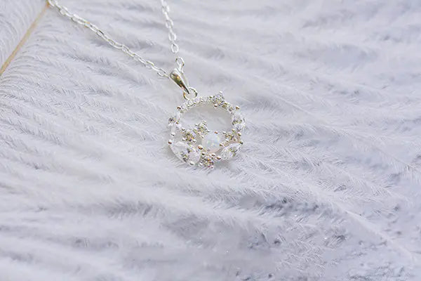 S925 silver necklace with opal floral motif (ring design).