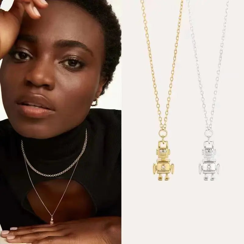 PDPAOLA Robot Necklace – Luksusowy europejski naszyjnik w stylu punk.