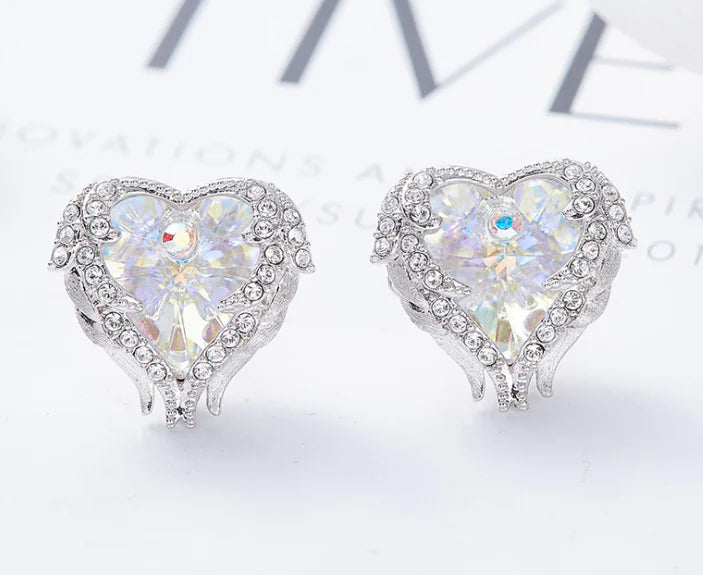 Kolczyki Angel Wings z kryształami Swarovski (Ocean Heart).