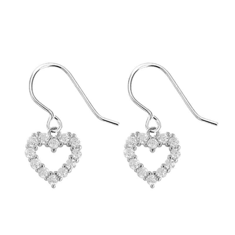 Charming heart-shaped earrings made of S925 silver for girls
