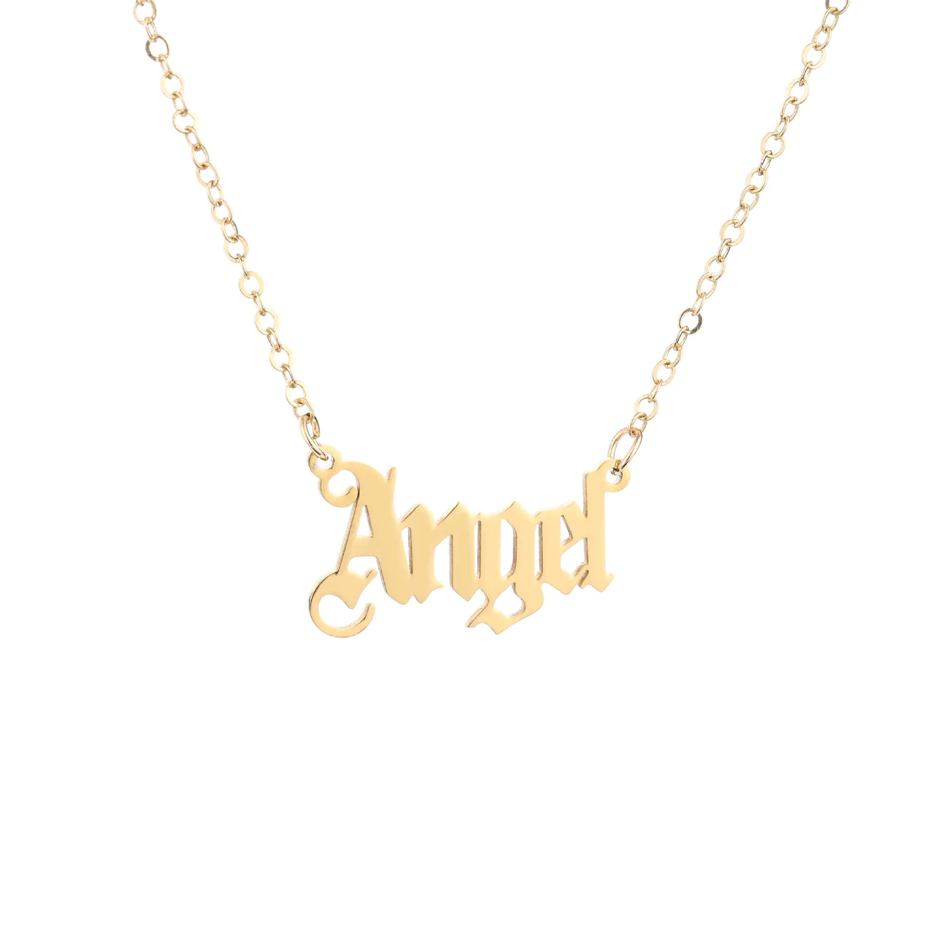 Gold-tone stainless steel necklaces – “Angel” and “Princess”.