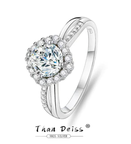 Pierścionek z moissanitem o masie 1 karata w sześcioramiennej oprawie