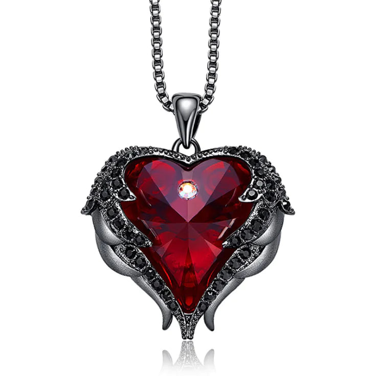 Swarovski Crystal Heart Angel Necklace – Luksusowy srebrny naszyjnik z anielskim sercem.