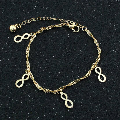 Letnia bransoletka na kostkę z różą, ważką, motylem i muszlami – damska biżuteria z kamieniami