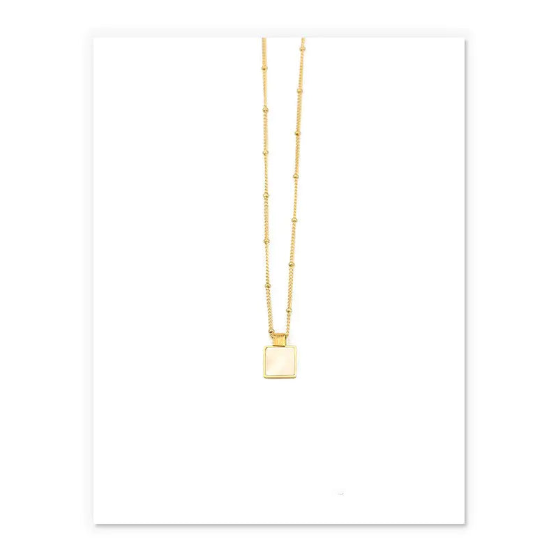 Naszyjnik choker z naturalnej muszli o kwadratowym kształcie w stylu vintage dla kobiet